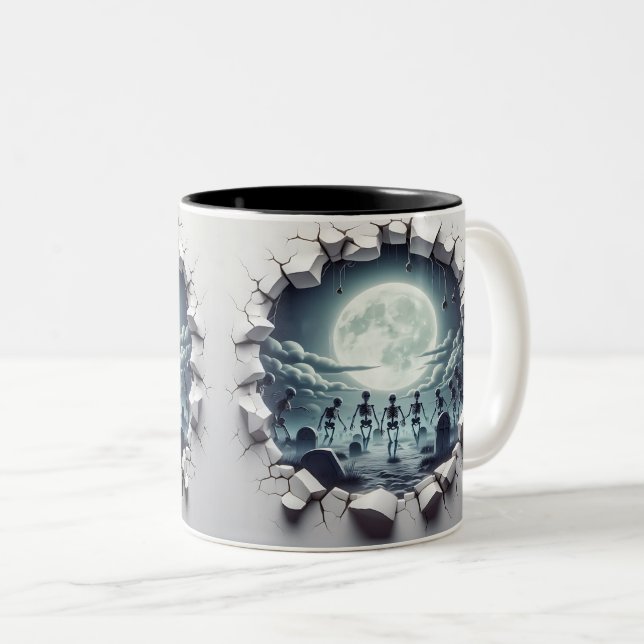Caneca De Café Em Dois Tons 3D Eerie Halloween (Frente Esquerda)