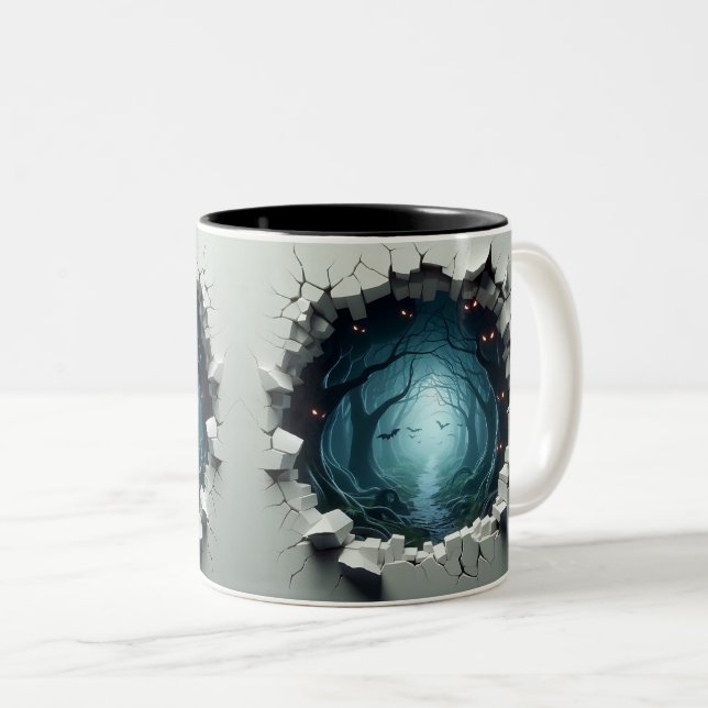 Caneca De Café Em Dois Tons 3D Eerie Halloween (Frente Esquerda)