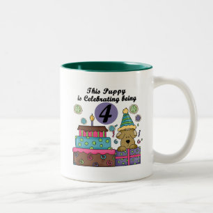 Caneca De Café Em Dois Tons 4º Aniversário Camisetas e presentes