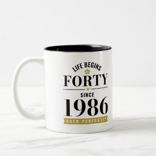 Caneca De Café Em Dois Tons 40 Anos de Idade A Vida Começa aos 40 1986 40º Ani