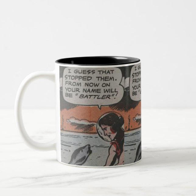 Caneca De Café Em Dois Tons 40s Adventure comic | Melhor presente para amantes (Esquerda)