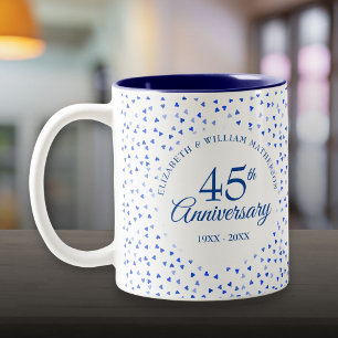 Caneca De Café Em Dois Tons 45º aniversário do casamento Corações Confetti