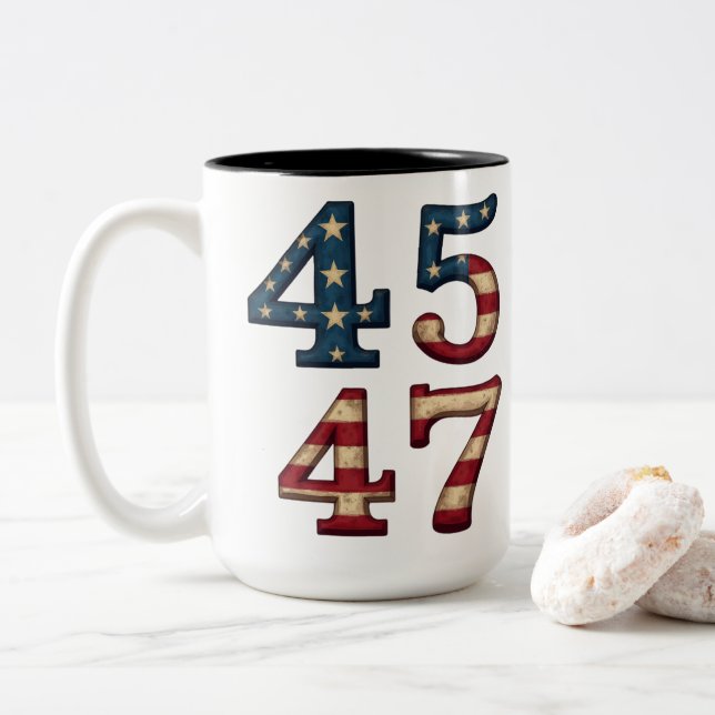 Caneca De Café Em Dois Tons 45-47 presidente trump (Com Donut)