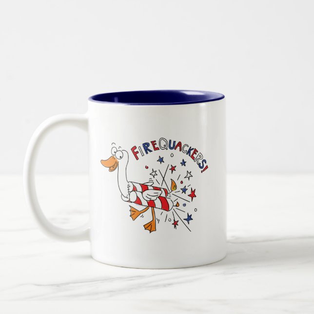 Caneca De Café Em Dois Tons 4 de julho Duck Kids Engraçado Cartoon (Esquerda)