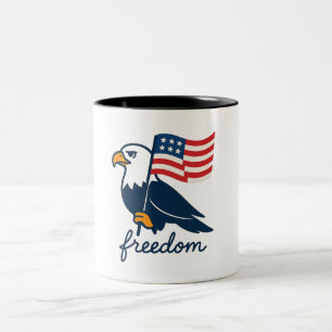 Caneca De Café Em Dois Tons 4 de julho Freedom Mug com American Flag & Bald