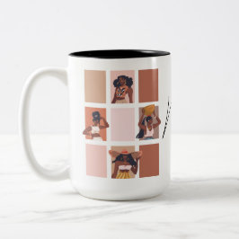 Caneca De Café Em Dois Tons 4 Lindas Damas Negras Boho Chic Art Style Name
