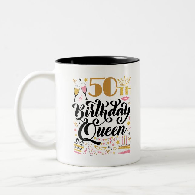Caneca De Café Em Dois Tons 50ª Rainha do Aniversário (Esquerda)