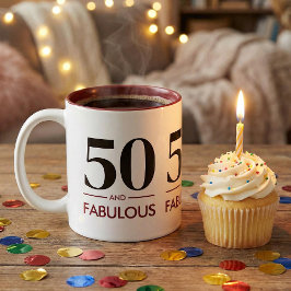 Caneca De Café Em Dois Tons 50 And Fabulous Modern Cherry Wine Birthday Saying