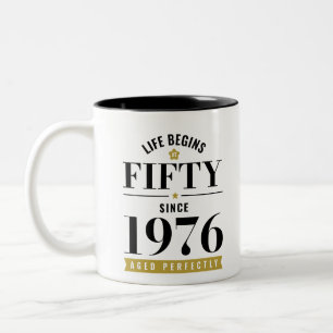 Caneca De Café Em Dois Tons 50 Anos A Vida Começa aos Cinquenta 1976 Aniversár