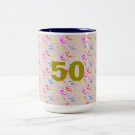 Caneca De Café Em Dois Tons 50 anos e Confetti