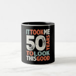 Caneca De Café Em Dois Tons 50 Birthday Funny 50 Years Old<br><div class="desc">This funny graphic saying design makes a great present for a 50 year old birthday man or woman. Make this 50th birthday party special with this design, It Took Me 50 Years To Look This Good. This product makes the perfect humorous birthday present for your buddy turning 50 years old!...</div>