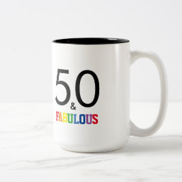 Caneca De Café Em Dois Tons 50 e aniversário fabuloso