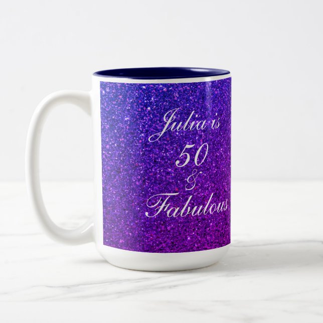 Caneca De Café Em Dois Tons 50 E Fabuloso Mambre Rosa De Aniversário (Esquerda)