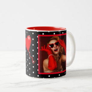 Caneca De Café Em Dois Tons 50 e Fabuloso Nome de Foto Vermelho 50º Aniversá