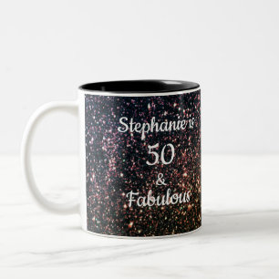 Caneca De Café Em Dois Tons 50 E Fabuloso Ouro Negro Dourado De Aniversário