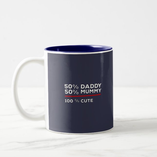 Caneca De Café Em Dois Tons 50% Pai 50% múmia 100% Cuta (Esquerda)