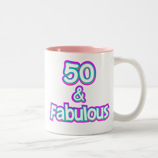 Caneca De Café Em Dois Tons 50 & presentes de aniversário fabulosos (Direita)