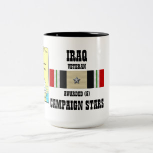 CANECA DE CAFÉ EM DOIS TONS 5 ESTRELAS DE CAMPANHA IRAQUE VETERAN