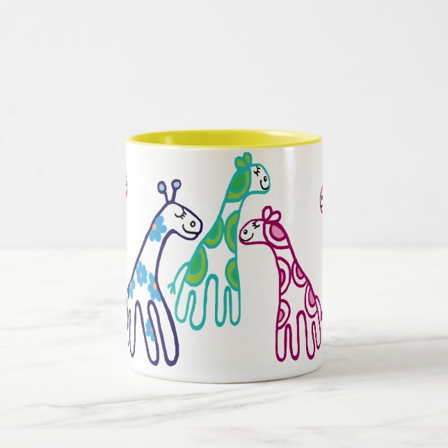 Caneca De Café Em Dois Tons 5 Girafas (Centro)