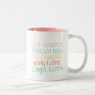 Caneca De Café Em Dois Tons 5 Lembranças Diárias: Palavras Inspiradoras de Sab