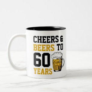 Caneca De Café Em Dois Tons 60º aniversário de saudações e cervejas person