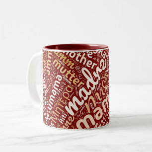 Caneca De Café Em Dois Tons 60 Palavras para 'Mãe' em Diferentes Idiomas