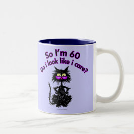 Caneca De Café Em Dois Tons 60th Presentes do gato do aniversário