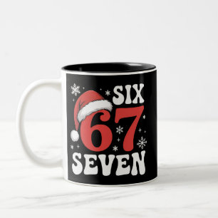 Caneca De Café Em Dois Tons 67 Chapéu de Papai Noel Natal Seis Sete Ditos Engr