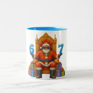 Caneca De Café Em Dois Tons 67 Six Seven Bruh Papai Noel Personalizado - Nome 