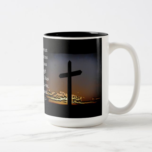 Caneca De Café Em Dois Tons 6:14 de Galatians (Direita)