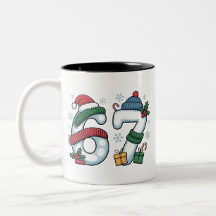 Caneca De Café Em Dois Tons 6 7 Seis Sete Geração Z Alpha Meme Girias Natal Bo
