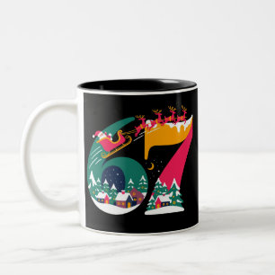 Caneca De Café Em Dois Tons 6 7 Seis Sete Geração Z Alpha Meme Girias Natal Pa