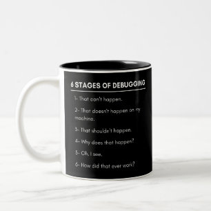 Caneca De Café Em Dois Tons 6 Etapas da Depuração Divertida dos Desenvolvedore