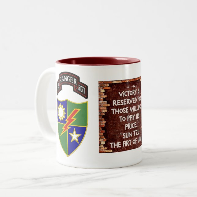 Caneca De Café Em Dois Tons 75º Regimento Ranger - Mug Vitória (Frente Esquerda)