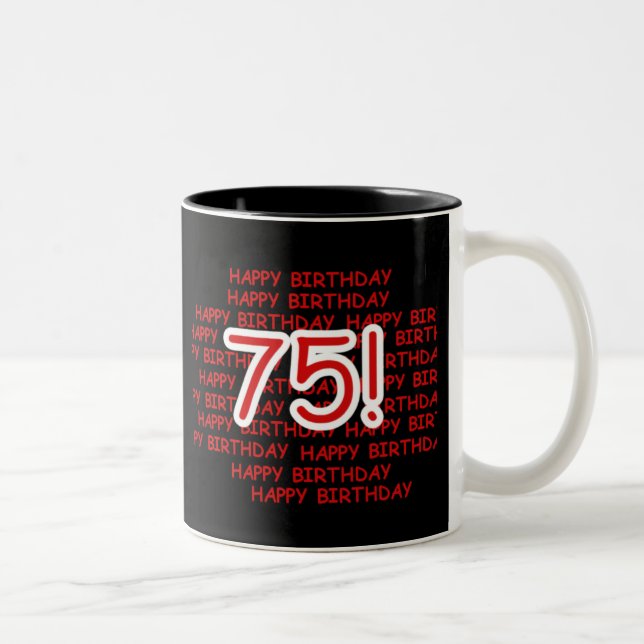 Caneca De Café Em Dois Tons 75th aniversário feliz (Direita)