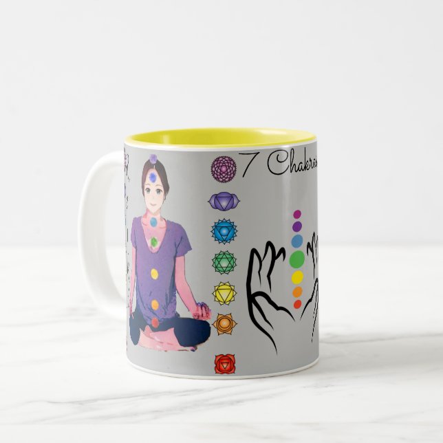 Caneca De Café Em Dois Tons 7 Chakras 12x12" (Frente Esquerda)