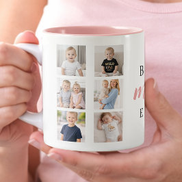 Caneca De Café Em Dois Tons 7 Photo Collage Best Mom Ever Cute Pink Hearts