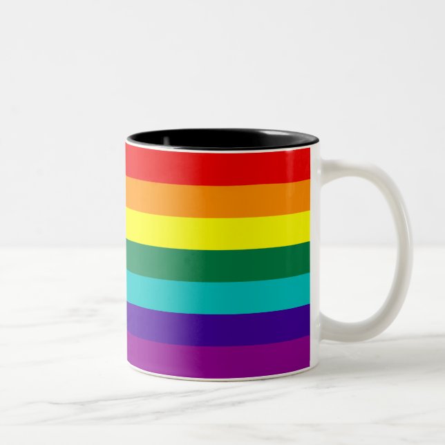 Caneca De Café Em Dois Tons 7 Stripes Orgulho gay do Arco-Íris (Direita)