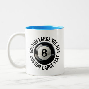 Caneca De Café Em Dois Tons 8 Ball & Texto Grande AZUL CLARO 325ml Personaliza