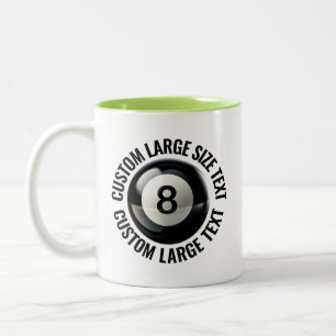 Caneca De Café Em Dois Tons 8 Ball & Texto Grande LIME VERDE 325ml Personaliza
