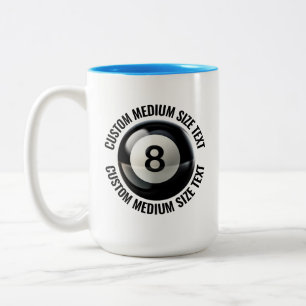 Caneca De Café Em Dois Tons 8 Ball & Texto Médio AZUL CLARO 450ml Personalizad