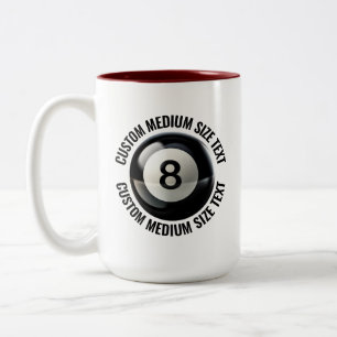 Caneca De Café Em Dois Tons 8 Ball & Texto Médio MAROON 15oz Personalizado