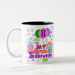 Caneca De Café Em Dois Tons 8o Sleepover do aniversário