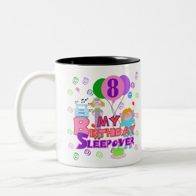 Caneca De Café Em Dois Tons 8o Sleepover do aniversário (Esquerda)
