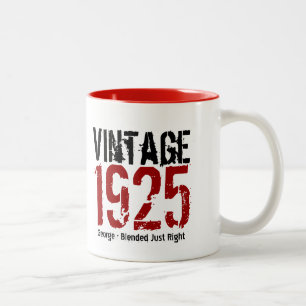 Caneca De Café Em Dois Tons 90 Birthday Vintage 1925 ou em qualquer ano V01C1