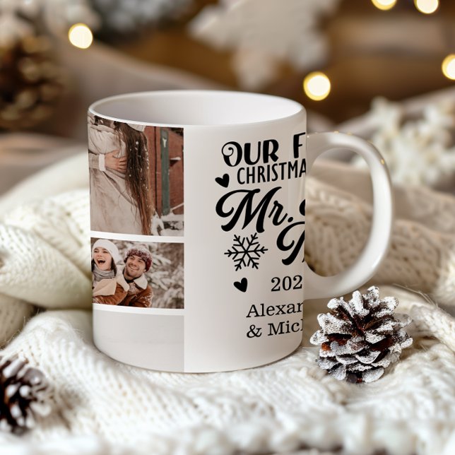 Caneca De Café Em Dois Tons 9 Flocos de Neve Natal Sr e Sra  (Criador carregado)