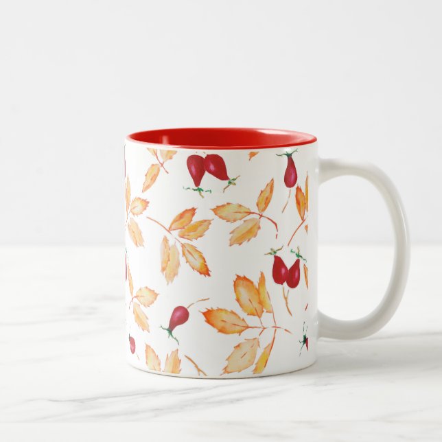 Caneca De Café Em Dois Tons A aguarela floral, selvagem aumentou (Direita)
