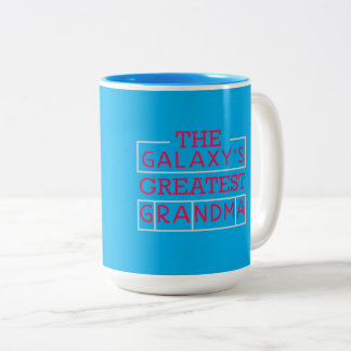 Caneca De Café Em Dois Tons A Avó Mais Incrível da Galáxia Azul e Rosa Tipogr