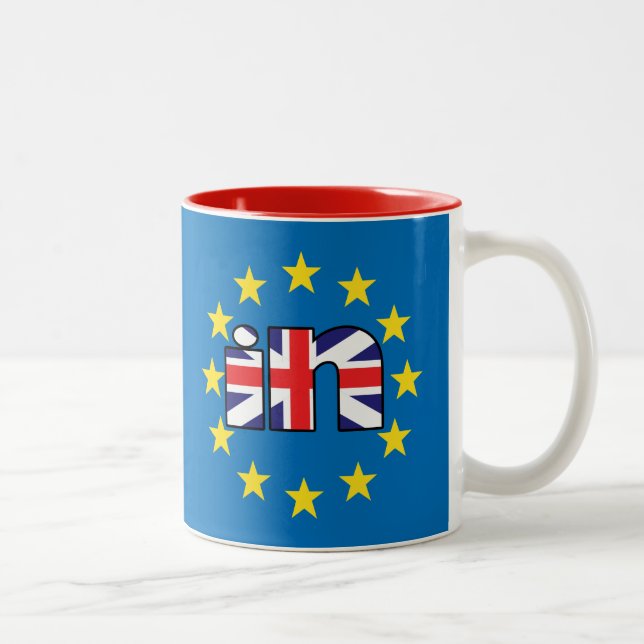 Caneca De Café Em Dois Tons A bandeira BRITÂNICA de StrongerIn do referendo (Direita)