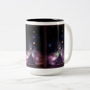 Caneca De Café Em Dois Tons A Beleza Do Retrato De Arte Fractal De Trilia